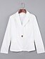 billige Blazere til kvinder-Women&#039;s Spring Blazer Work Regular Solid Colored Cotton White / Black / Khaki S / M / L