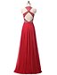 cheap Evening Dresses-A-Line Jewel Neck Floor Length Chiffon Formal Evening Dress with Beading by