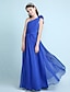 cheap Junior Bridesmaid Dresses-Princess / A-Line One Shoulder Floor Length Chiffon Junior Bridesmaid Dress with Sash / Ribbon / Ruffles / Side Draping / Fall / Winter / Spring / Wedding Party / Natural