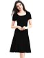 cheap Plus Size Dresses-Women&#039;s Plus Size Street chic Cotton A Line Dress - Solid Colored Red