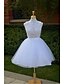 זול שמלות כלה-נשף שמלות חתונה צווארון גבוה קצר \ מיני תחרה טול ללא שרוולים שמלות לבנות קטנות עם חרוזים נצנצים אפליקציות 2021