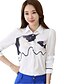 baratos Blusas e Camisas de mulher-Mulheres Estampado Camisa Social Casual Diário Tamanhos Grandes Colarinho de Camisa Branco