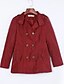 cheap Women&#039;s Outerwear-Women&#039;s Trench Coat Stand Long Sleeve Wine / Light Blue / Khaki XL / XXL / XXXL
