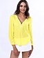 cheap Women&#039;s Blouses &amp; Shirts-Women&#039;s Blouse Shirt Solid Colored Deep V Wine White Black Green Yellow Long Sleeve Plus Size Weekend Tops Casual / Winter