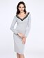 cheap Sweater Dresses-Women&#039;s Work Cotton Bodycon Dress - Striped / Patchwork V Neck