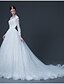 cheap Wedding Dresses-Ball Gown Scoop Neck Cathedral Train Tulle Made-To-Measure Wedding Dresses with Beading / Appliques by LAN TING BRIDE® / Open Back