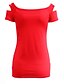 cheap Women&#039;s T-shirts-Women&#039;s Off The Shoulder/Cut Out Sexy Casual Cute Plus Sizes Micro Elastic Short Sleeve Regular T-shirt (Cotton)