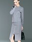 preiswerte Damen zweiteilige Anzüge-Damen Bluse Schwarz Braun Grau Einfarbig Arbeit Einfach Rundhalsausschnitt Baumwolle Sommer