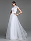 זול שמלות כלה-אולם שמלות חתונה גזרת A צווארון גבוה רצועות עד הריצפה מחוך תחרה שמלות כלה עם דוגמא 2023