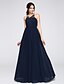 cheap Evening Dresses-A-Line See Through Formal Evening Dress Illusion Neck Sleeveless Floor Length Chiffon with Buttons Draping Appliques 2020
