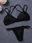 cheap Women&#039;s Swimwear &amp; Bikinis-Women&#039;s Swimwear Bikini Swimsuit Solid Colored Black Bandeau Bathing Suits Lace Up