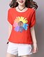 abordables Tops de mujer-Mujer Noche Algodón Camiseta Floral Manga Murciélago