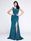 cheap Evening Dresses-Mermaid / Trumpet Elegant Sparkle &amp; Shine Furcal Formal Evening Black Tie Gala Dress V Neck Sleeveless Sweep / Brush Train Chiffon with Crystals Side Draping