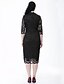 cheap Plus Size Lace Dresses-Women&#039;s Lace Knee Length Dress Black Beige Solid Colored Lace Spring Summer V Neck Vintage Lace XL XXL 3XL 4XL 5XL 6XL / Plus Size / Plus Size