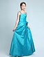 cheap Junior Bridesmaid Dresses-A-Line / Princess Spaghetti Strap Floor Length Taffeta Junior Bridesmaid Dress with Side Draping / Flower by LAN TING BRIDE®