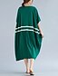 abordables Robes Femme-Femme Robe t-shirt Manche Courte Eté - simple Rétro Vintage Couleur Pleine Col Rond Coton Vert