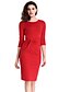 voordelige Damesjurken-Dames Werk Street chic Katoen Bodycon Jurk - Effen Tot de knie / Herfst