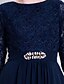 זול שמלות לאם הכלה-גזרת A שמלה לאם הכלה  אלגנטית עם תכשיטים עד הריצפה שיפון תחרה חצי שרוול No עם תחרה סרט פרטים מקריסטל 2023