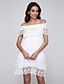 cheap Women&#039;s Dresses-Women&#039;s A-Line Dress Short Sleeve Solid Colored Mesh Summer Cotton Off Shoulder White S M L XL