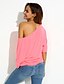 cheap Women&#039;s T-shirts-Women&#039;s T-shirt Solid Colored Backless Tops Casual Boat Neck White Black