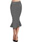 お買い得  プラスサイズのボトムス-女性用 ストリートファッション ボディコン スカート 日常 千鳥格子 ラッフル ブラック S M L / スリム