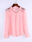 cheap Women&#039;s Blouses &amp; Shirts-Women&#039;s Blouse Shirt Solid Colored V Neck White Rosy Pink Light Blue Long Sleeve Going out Lace Tops Streetwear Casual