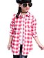 baratos Agasalhos-Para Meninas Xadrez Casual Xadrez Camisa Blusa Preto