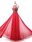 cheap Evening Dresses-A-Line Jewel Neck Floor Length Chiffon Formal Evening Dress with Beading by