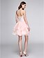 cheap Prom Dresses-A-Line Holiday Homecoming Cocktail Party Dress Sweetheart Neckline Sleeveless Short / Mini Organza with Beading Appliques  / Prom