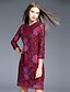 cheap Women&#039;s Dresses-Boutique S Women&#039;s Going out Vintage Sheath Dress,Floral Round Neck Above Knee ¾ Sleeve Red Polyester