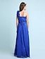 cheap Junior Bridesmaid Dresses-Princess / A-Line One Shoulder Floor Length Chiffon Junior Bridesmaid Dress with Sash / Ribbon / Ruffles / Side Draping / Fall / Winter / Spring / Wedding Party / Natural