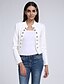 cheap Women&#039;s Jackets-Women&#039;s Blazer Solid Colored Basic Long Sleeve Coat Spring &amp;  Fall Daily Short Jacket White / Stand Collar / Work / Cotton
