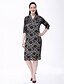 cheap Plus Size Lace Dresses-Women&#039;s Lace Knee Length Dress Black Beige Solid Colored Lace Spring Summer V Neck Vintage Lace XL XXL 3XL 4XL 5XL 6XL / Plus Size / Plus Size