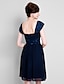 cheap Mother of the Bride Dresses-A-Line Square Neck Knee Length Chiffon Mother of the Bride Dress with Beading / Draping / Lace by LAN TING BRIDE®