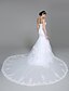 cheap Wedding Dresses-Wedding Dresses Mermaid / Trumpet Sweetheart Strapless Cathedral Train Lace Over Tulle Bridal Gowns With Beading Appliques 2023
