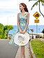 cheap Women&#039;s Dresses-Women&#039;s Holiday / Beach Vintage / Boho Chiffon / Swing Dress - Floral Ruched / Criss-Cross High Rise V Neck / Summer