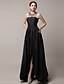 preiswerte Abendkleider-A-Linie Formeller Abend Kleid Schmuck Asymmetrisch Satin mit Perlenstickerei 2021