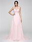 cheap Evening Dresses-A-Line Open Back Formal Evening Dress Straps Sleeveless Court Train Chiffon with Ruched Beading 2020