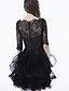 cheap Cocktail Dresses-Ball Gown Illusion Neck Short / Mini Lace / Tulle Little Black Dress Cocktail Party Dress with Appliques / Lace / Ruffles by