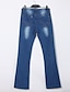 baratos Calças de mulher-Mulheres Vintage Perna larga / Jeans Calças - Sólido Azul 28