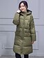 זול מעילי פוך ומעילי פרקה לנשים-ארוך-סגנון רחוב-שרוול ארוך-מרופד(פוליאסטר)