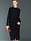 preiswerte Damen zweiteilige Anzüge-Damen Bluse Schwarz Braun Grau Einfarbig Arbeit Einfach Rundhalsausschnitt Baumwolle Sommer