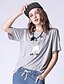 voordelige Dames T-shirts-Vrouwen Street chic Zomer T-shirt,Casual/Dagelijks Print Ronde hals Korte mouw Grijs Katoen Medium