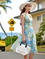 cheap Women&#039;s Dresses-Women&#039;s Holiday / Beach Vintage / Boho Chiffon / Swing Dress - Floral Ruched / Criss-Cross High Rise V Neck / Summer