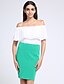 cheap Plus Size Bottoms-Women&#039;s Work Plus Size Pencil Skirts - Solid Colored Off Shoulder Ruffle Red Green Blue XL XXL XXXL / Slim