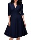 cheap Women&#039;s Dresses-Women&#039;s Navy Blue Green Dress Vintage Street chic Going out Swing Solid Colored Deep V Ruched S M / Cotton