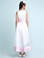 cheap Junior Bridesmaid Dresses-Princess / A-Line Jewel Neck Knee Length Satin Junior Bridesmaid Dress with Sash / Ribbon / Ruched / Ruffles