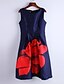 cheap Plus Size Dresses-Women&#039;s Floral Plus Size Party Vintage A Line Dress - Floral Floral Boat Neck Summer Dark Blue XL XXL XXXL