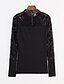 abordables Gilet-Femme T shirt Tee Jacquard Col Rond Gris Noir du quotidien Fin de semaine Dentelle Vêtement Tenue Coton / Manches Longues