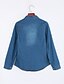 お買い得  レディース ブラウス＆シャツ-女性用 パッチワーク 長袖 トップの シンプル シャツカラー ダークブルー ライトブルー